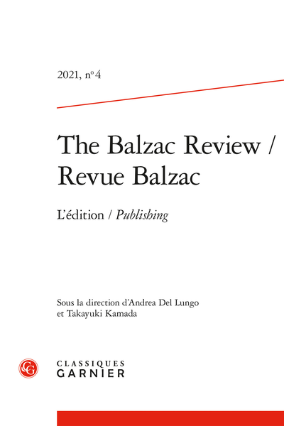 The Balzac Review / Revue Balzac, 2021, n° 4: 