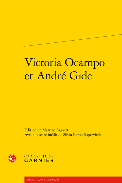 Victoria Ocampo et André Gide (éd. Martine Sagaert)