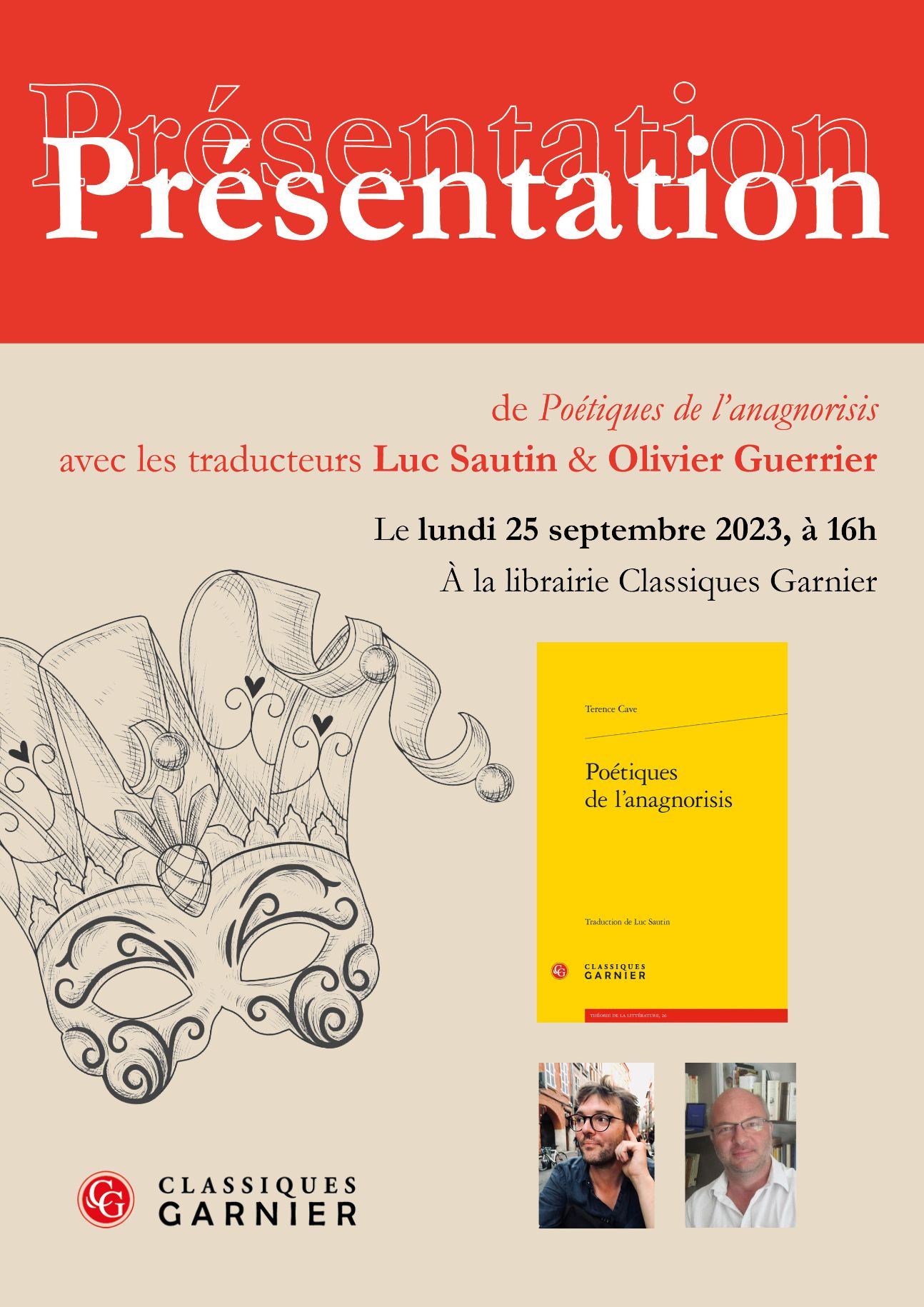 Présentation de Poétiques de l'anagnorisis de T. Cave (Paris)