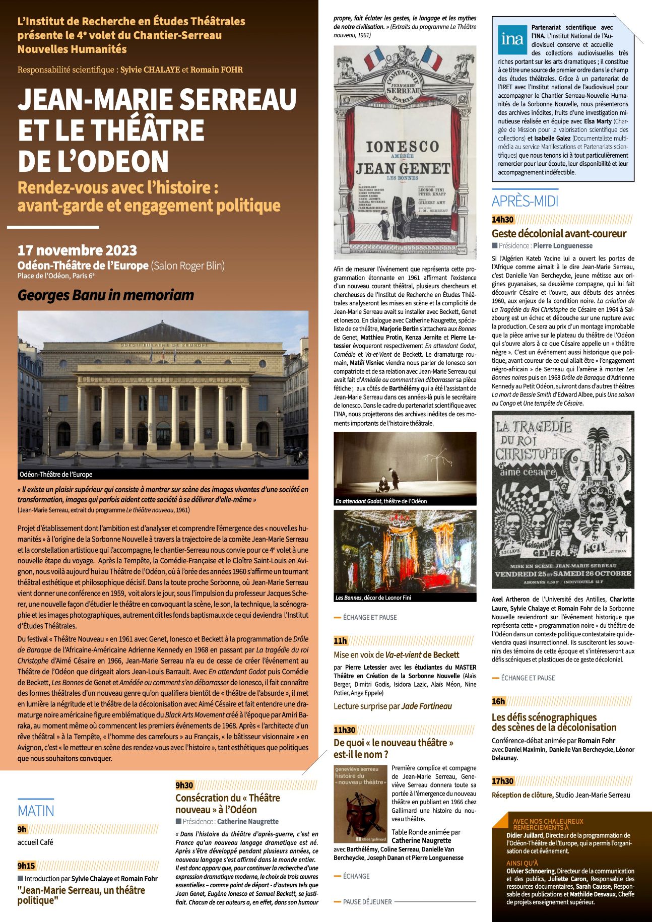 Jean-Marie Serreau et le théâtre de l'Odéon. Rendez-vous avec l'histoire : avant-garde et engagement politique