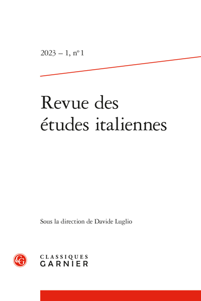 Revue des études italiennes, vol. 2023 – 1 : varia