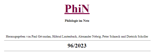 PhiN. Philologie im Netz, vol. 96/2023