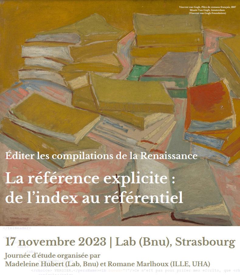 La référence explicite : éditer les compilations de la Renaissance, de l’index au référentiel ? (Strasbourg)