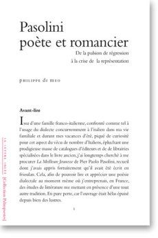 Philippe Di Meo, Pasolini poète et romancier. De la pulsion de régression à la crise de la représentation