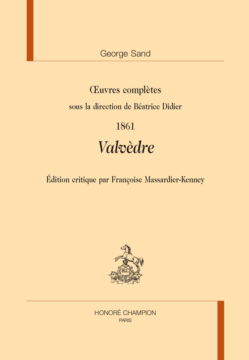 George Sand, Valvèdre (éd. Françoise Massardier-Kenney)