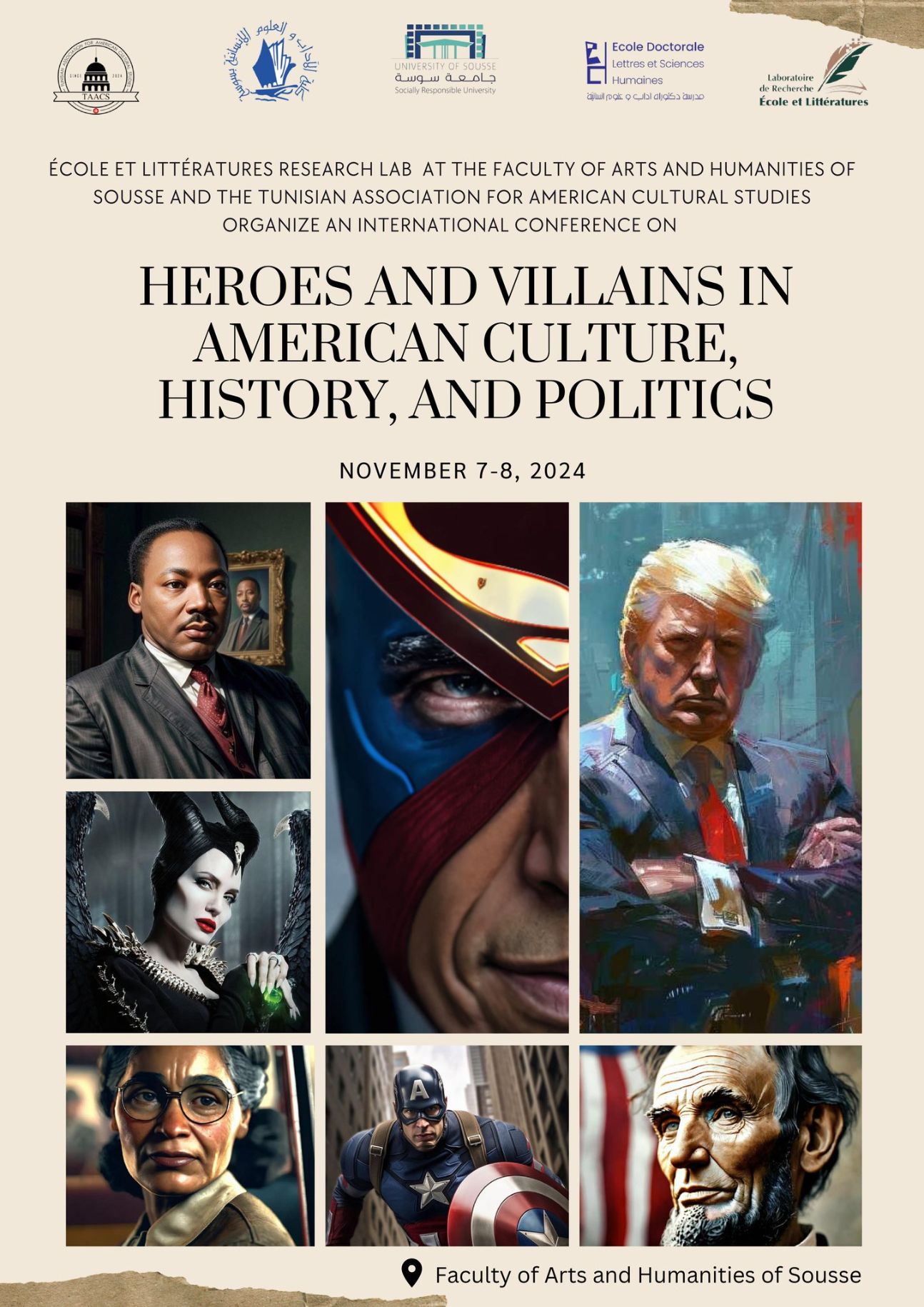 Heroes and villains in american culture, history, and politics (Faculty of Arts and Humanities of Sousse, Tunisia)