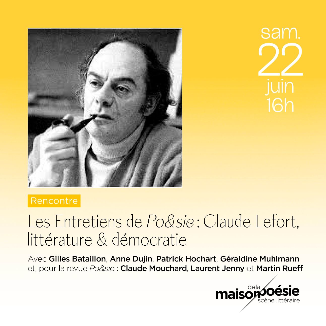 Littérature et politique : Claude Lefort. Les entretiens de Po&Sie (Maison de la Poésie, Paris)