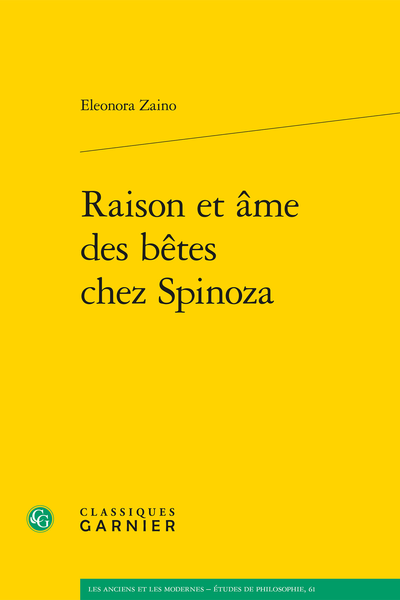 Eleonora Zaino, Raison et âme des bêtes chez Spinoza