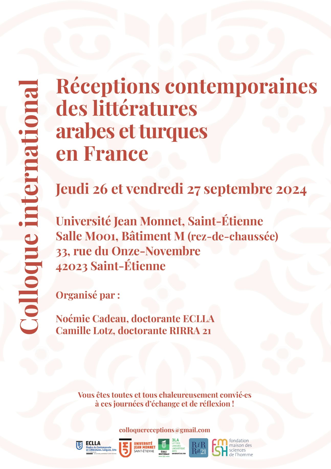 Réceptions contemporaines des littératures arabes et turques en France (Saint-Étienne)