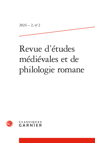 Revue d’études médiévales et de philologie romane 2024 – 2, n° 2