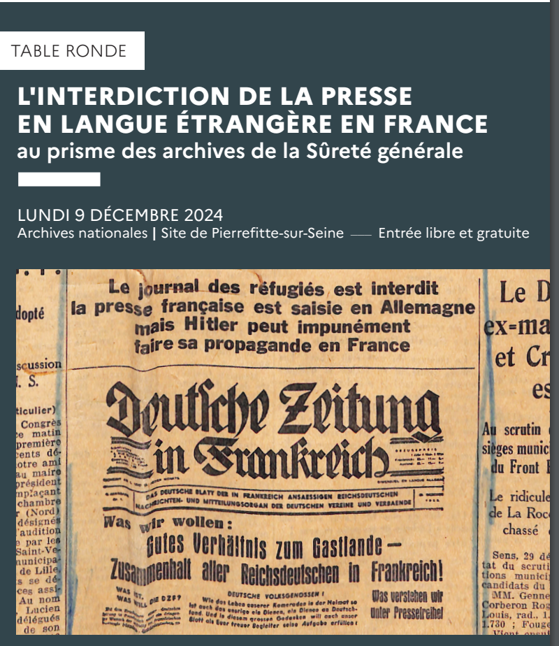 L'interdiction de la presse en langue étrangère en France au prisme des archives de la sûreté générale, 1914-1940 (Archives nationales, Pierrefitte-sur-Seine)