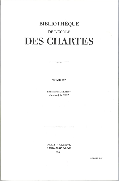 Bibliothèque de l'École des Chartes, t. 177 : 