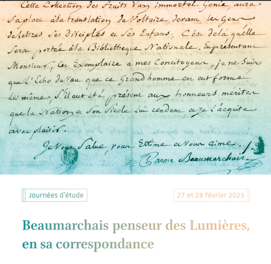 Beaumarchais penseur des Lumières, en sa correspondance (Strasbourg & en ligne)