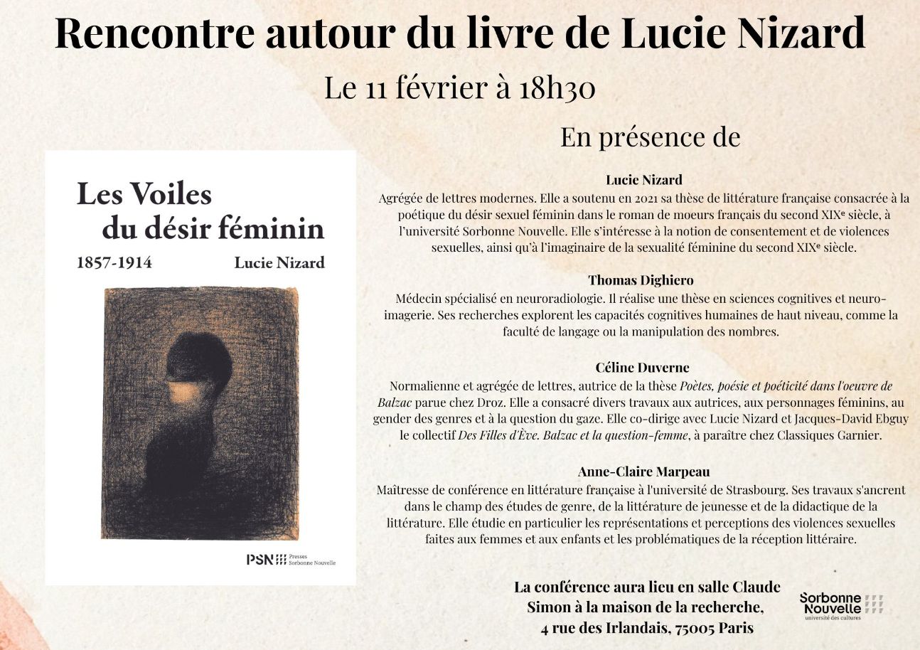 Rencontre autour du livre de Lucie Nizard : Les Voiles du désir féminin (Sorbonne nouvelle)