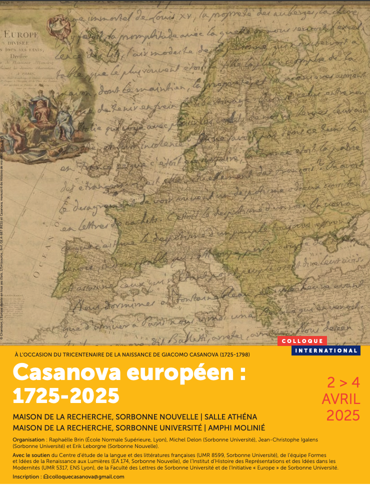 Casanova européen: 1725-2025. Colloque international à l'occasion du tricentenaire de la naissance de Giacomo Casanova (Paris)